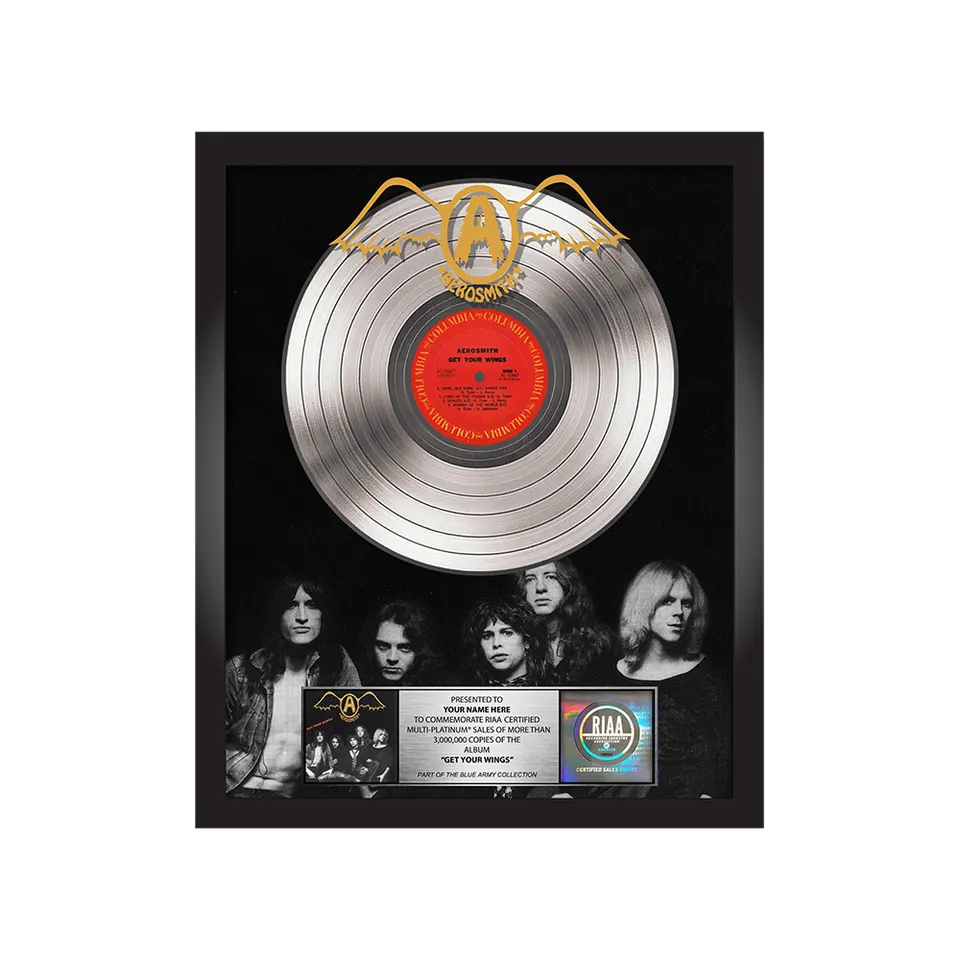 Aerosmith Get Your Wings targa disco platino personalizzata