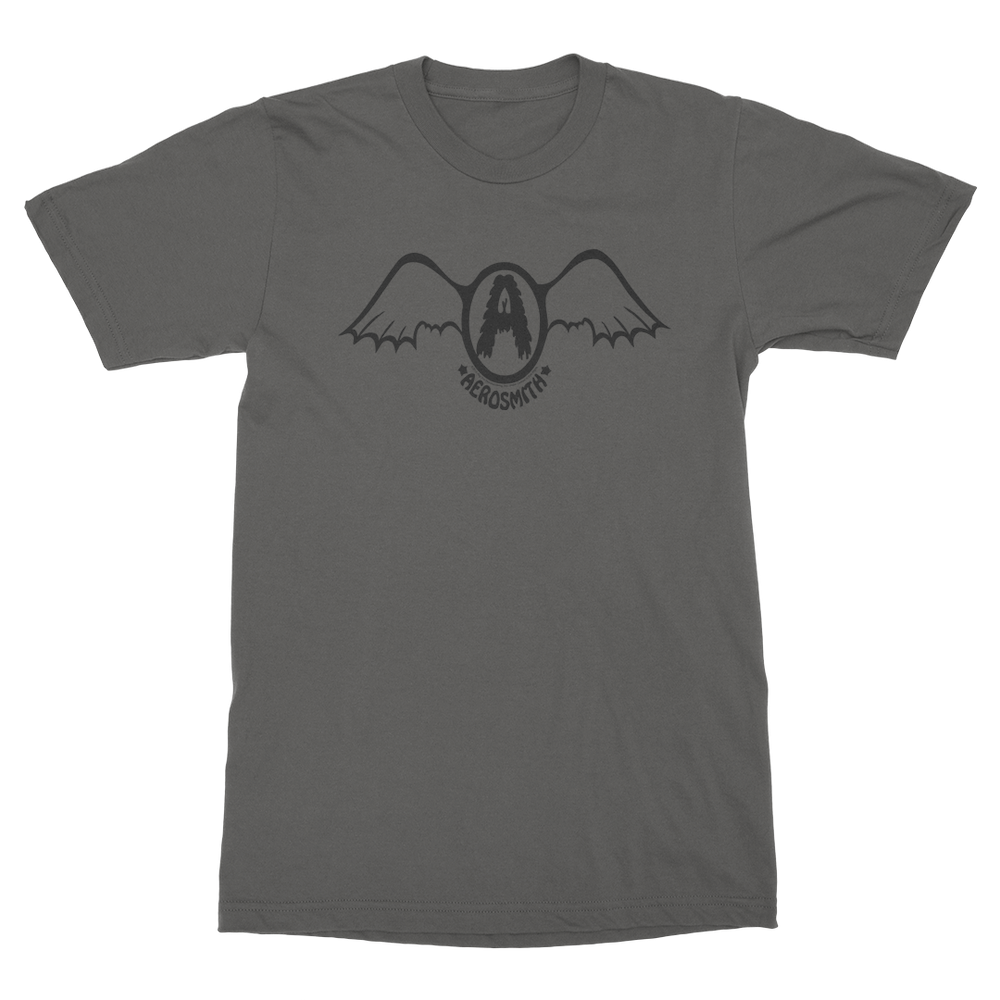 Aerosmith Black Batwing T-Shirt maglietta grigia logo nero