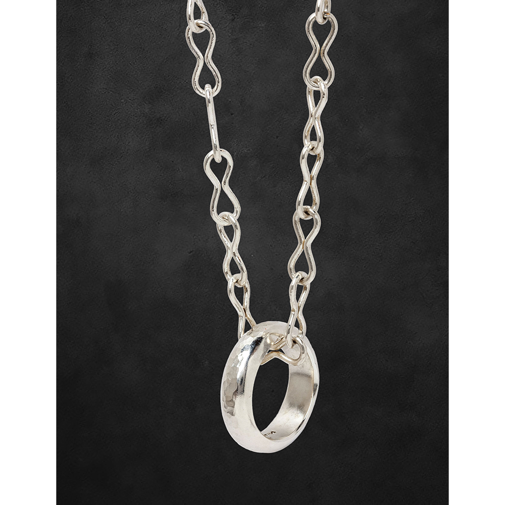 Aerosmith Ring Necklace collana argento 30 pollici