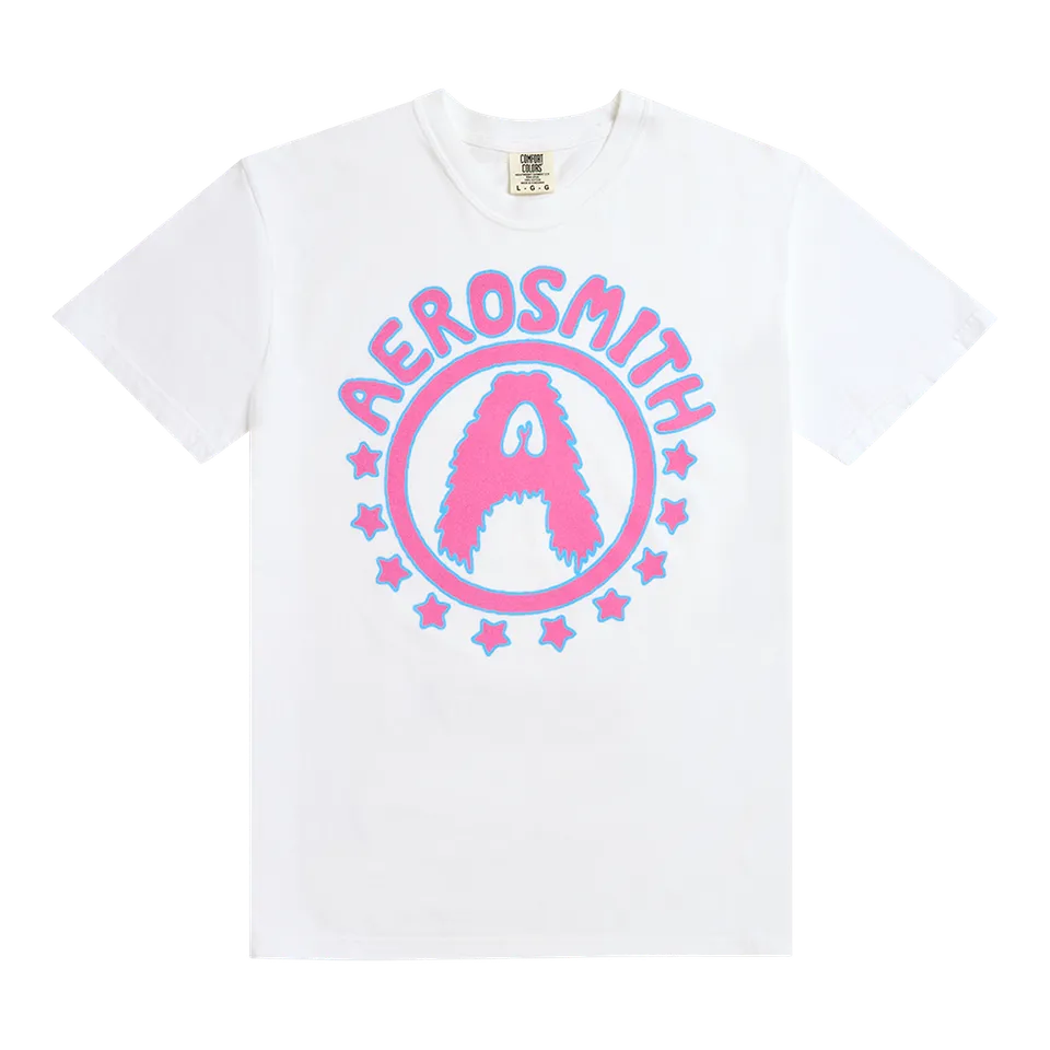 Aerosmith White Star maglietta cotone vestibilità morbida