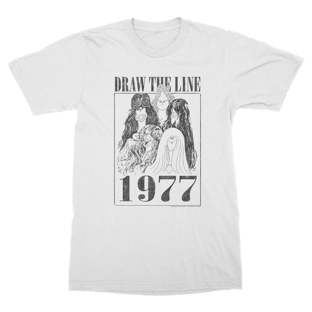 Aerosmith Draw The Line 1977 t-shirt bianca unisex