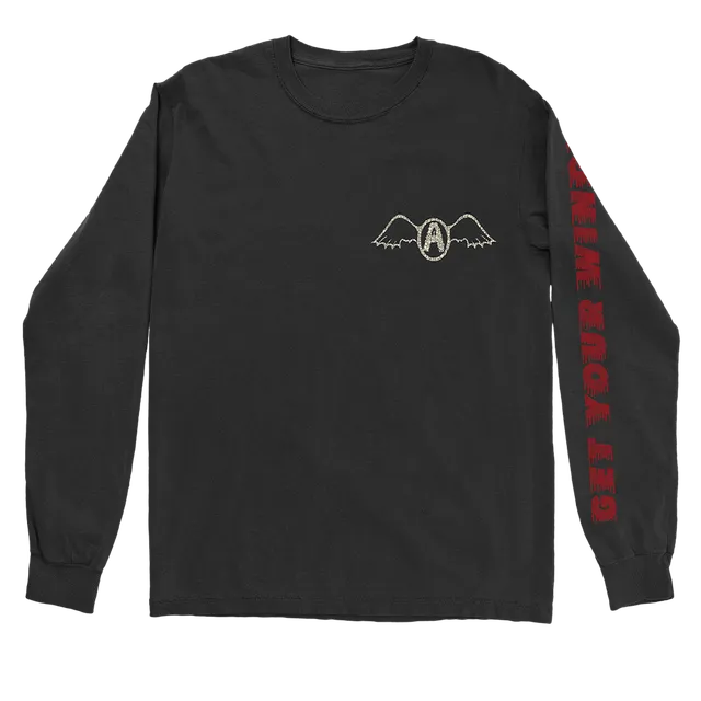 Aerosmith Wings maglia manica lunga nera cotone