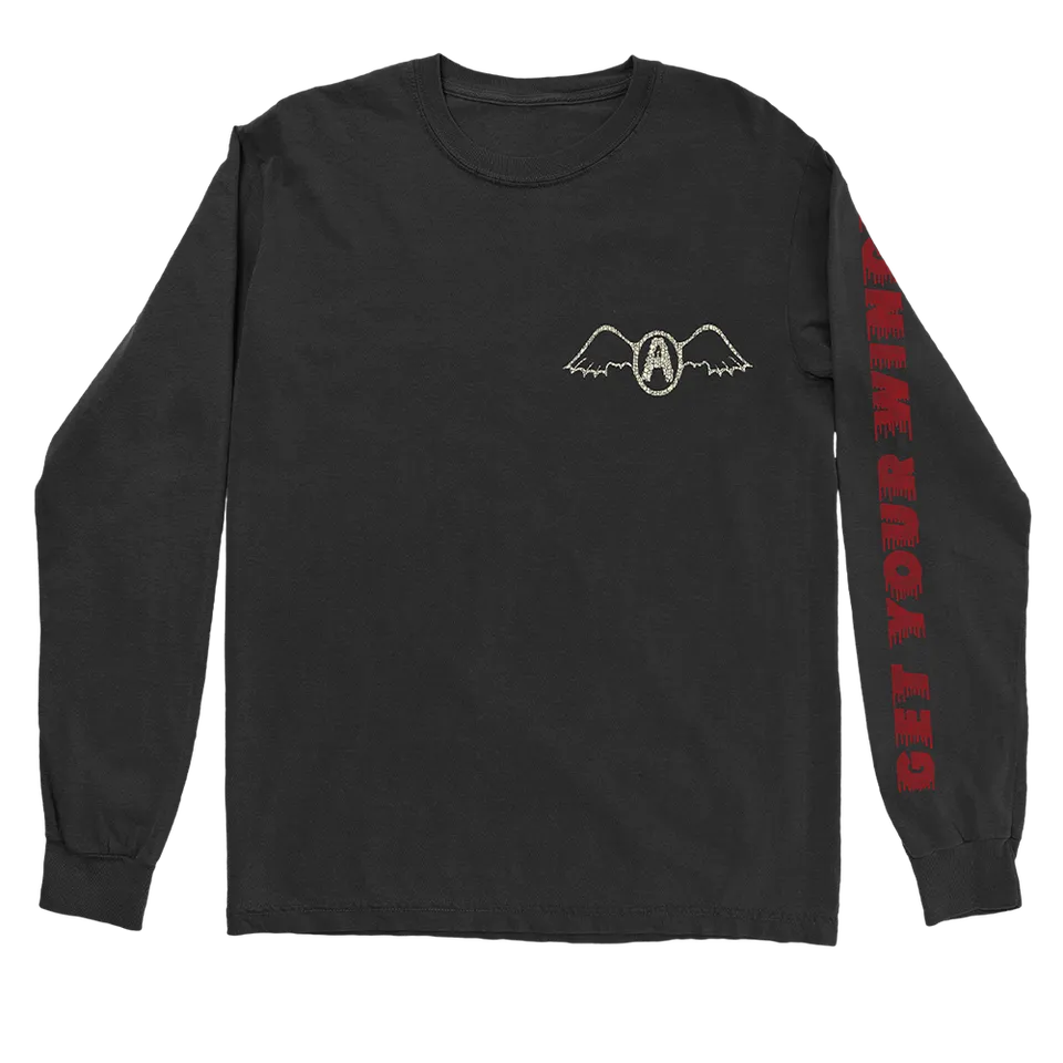 Aerosmith Wings maglia manica lunga nera cotone