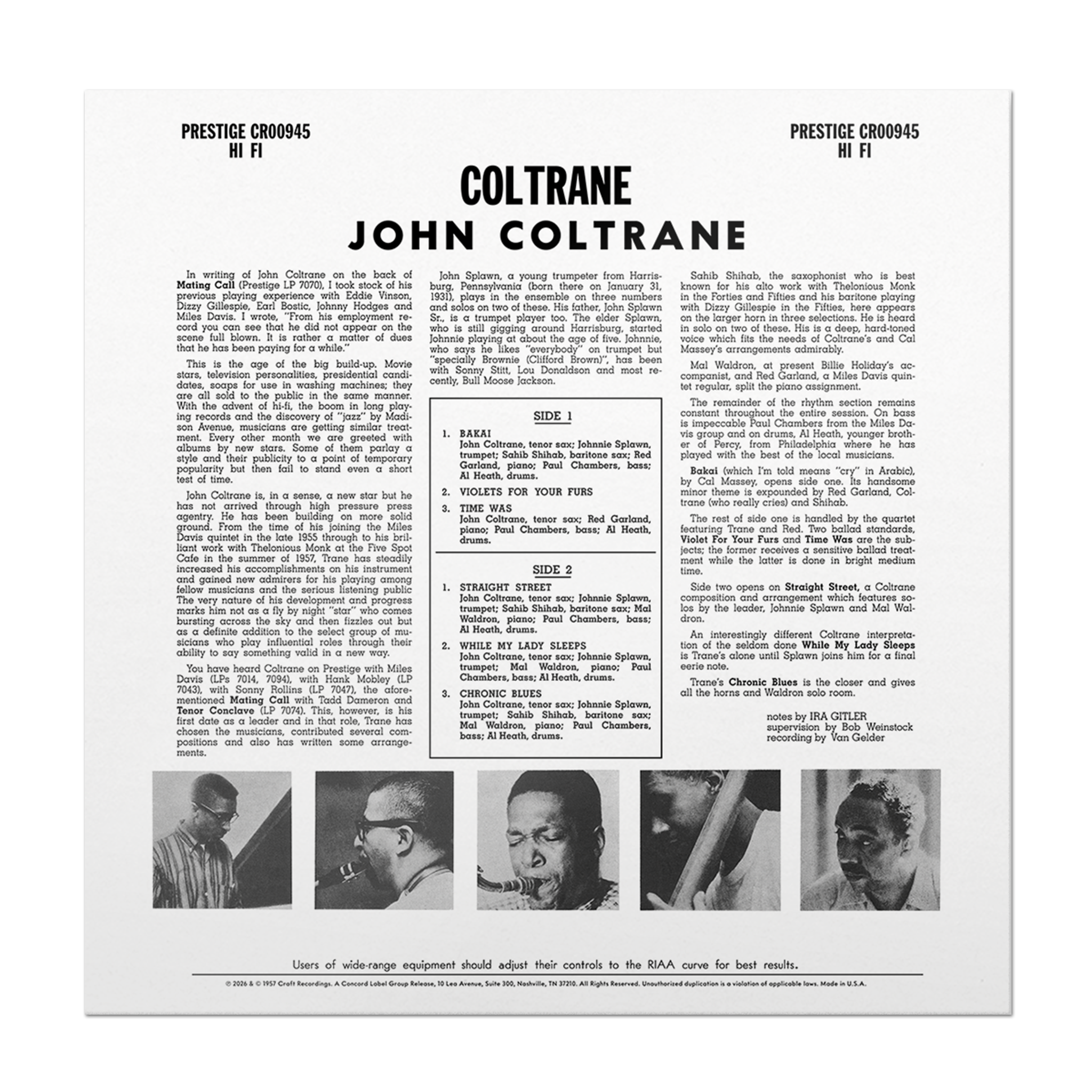 Original Jazz Classics Series Coltrane LP vinile 180g mono