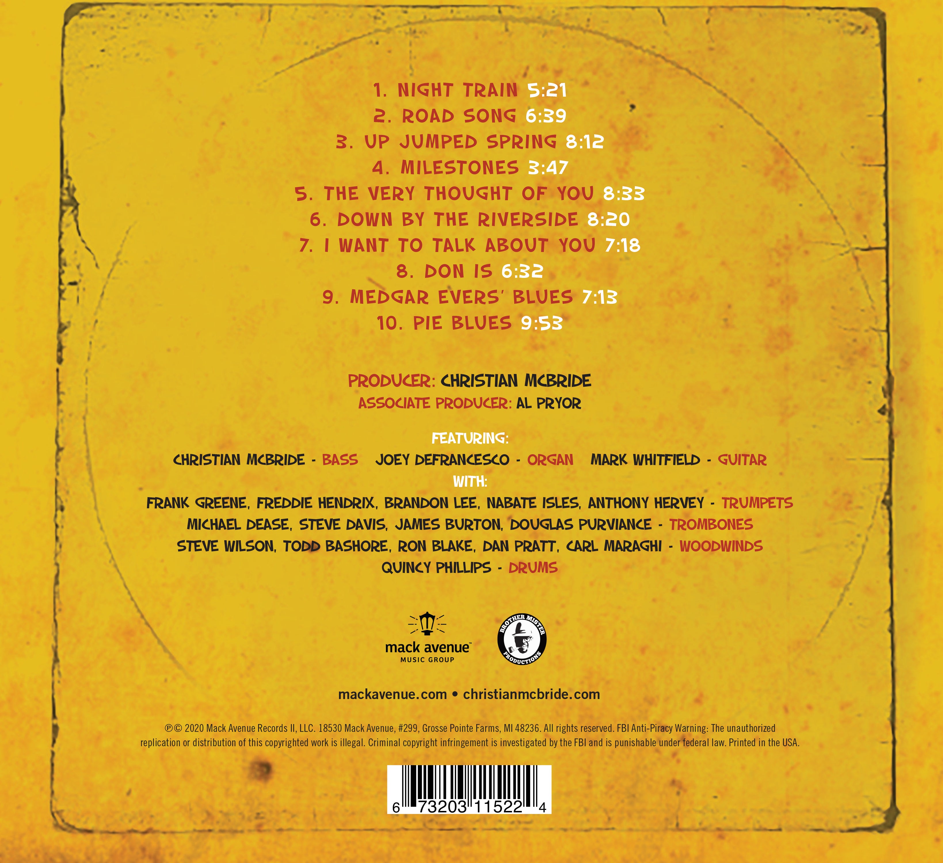 Christian McBride Big Band For Jimmy, Wes And Oliver CD