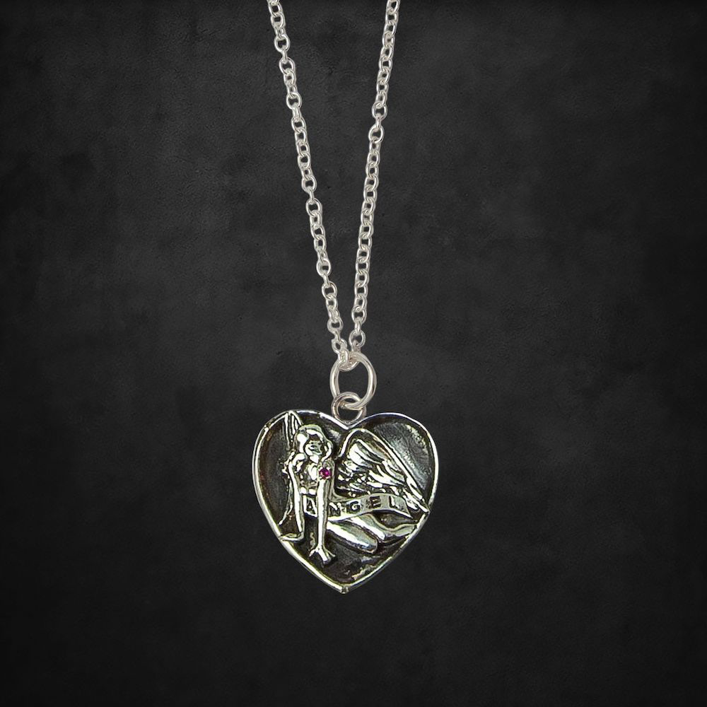 Aerosmith Ruby Tattoo collana argento rubino 20 mm