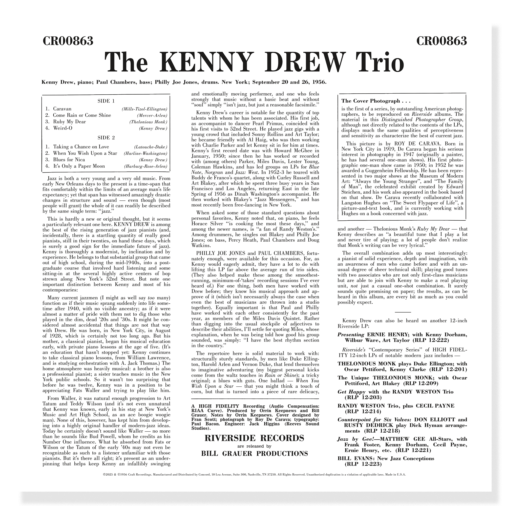 Original Jazz Classics Kenny Drew Trio vinile LP 180g analogico