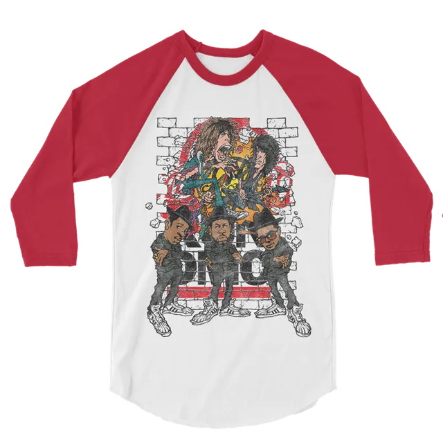 Aerosmith Walk This Way maglia raglan bianca rossa