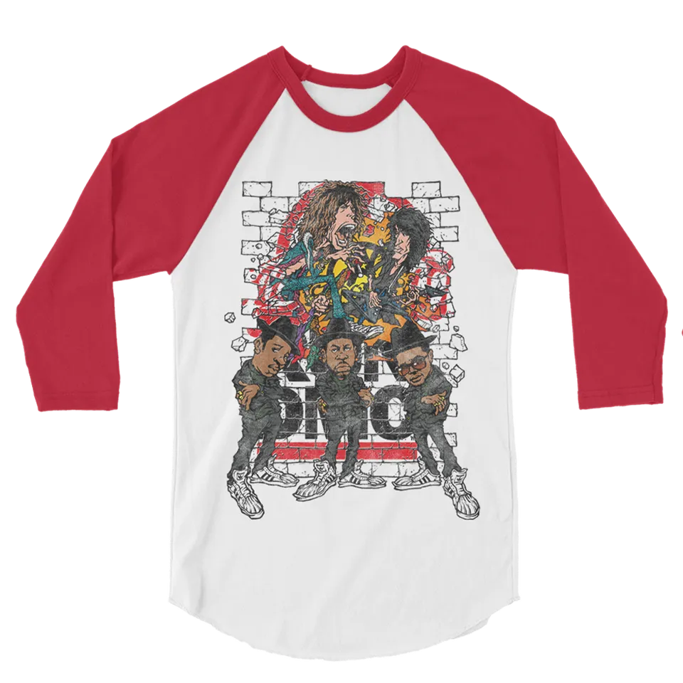 Aerosmith Walk This Way maglia raglan bianca rossa