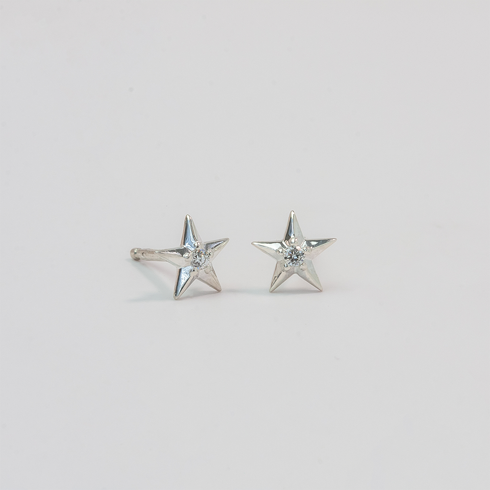 Aerosmith RockSTARS orecchini stella diamante 5mm argento