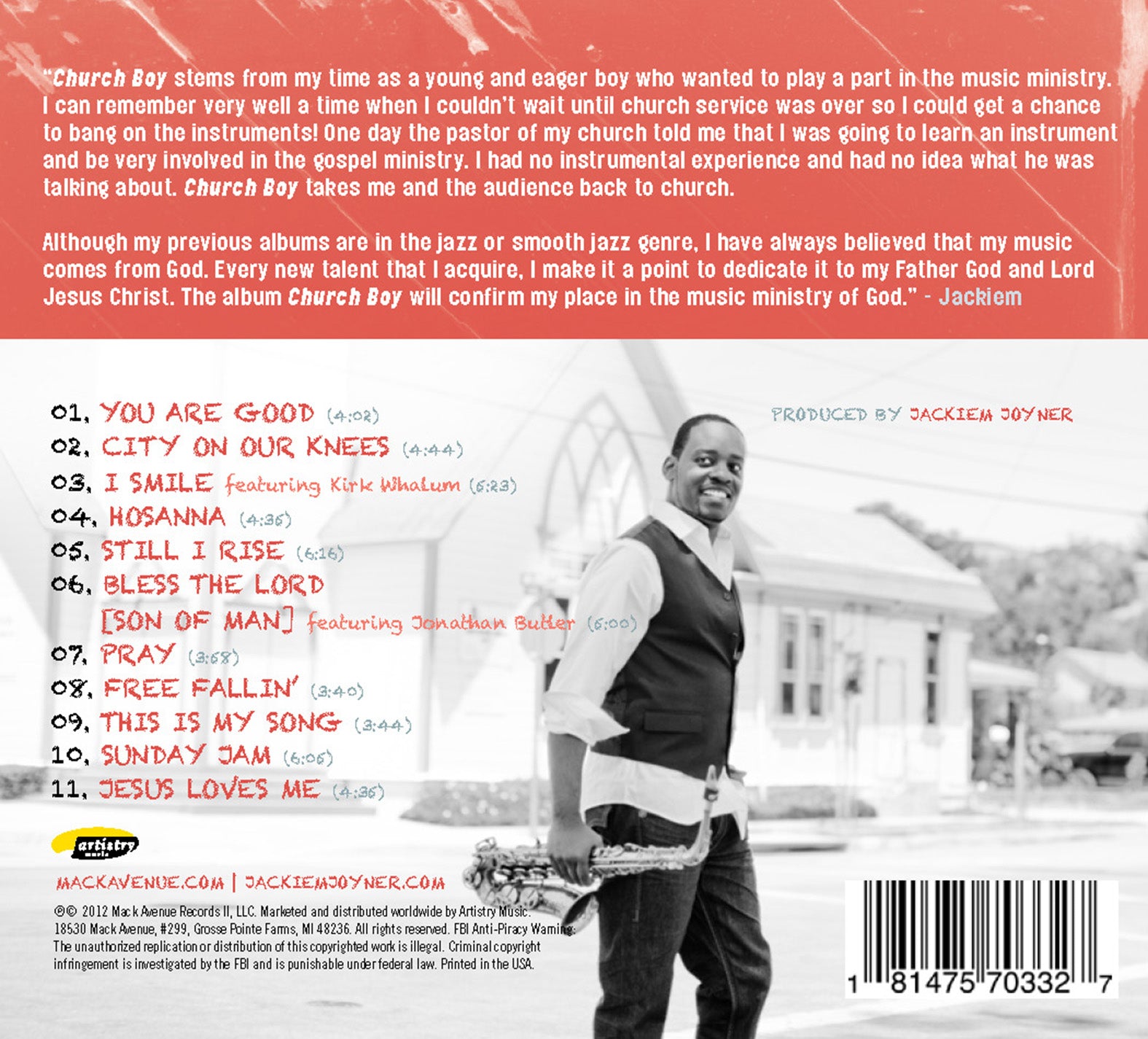 Mack Avenue Jackiem Joyner Church Boy CD Sax Gospel Jazz