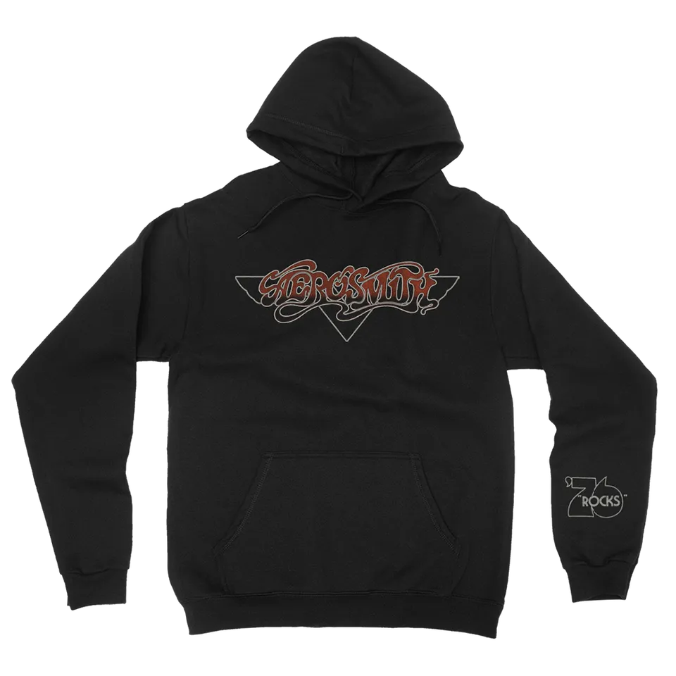 Aerosmith Rocks 76 felpa hoodie nera con cappuccio