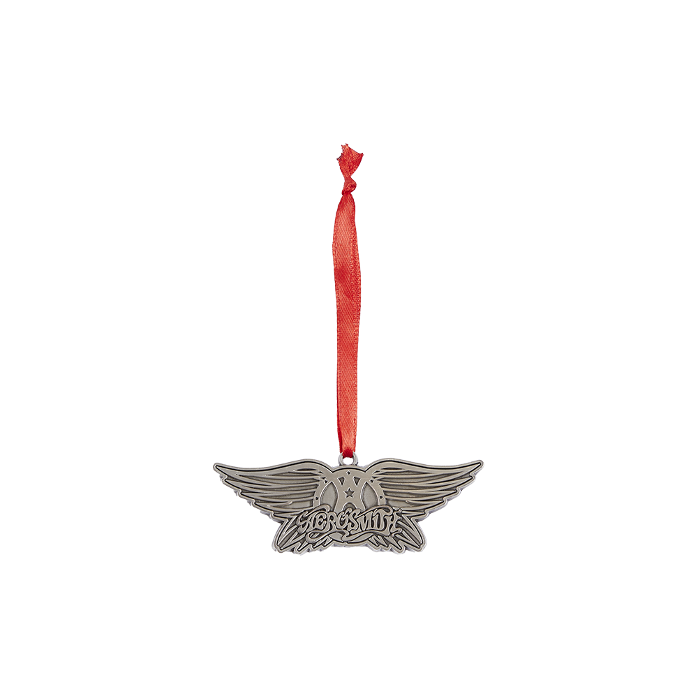 Aerosmith Wings decorazione natalizia argento nastro rosso