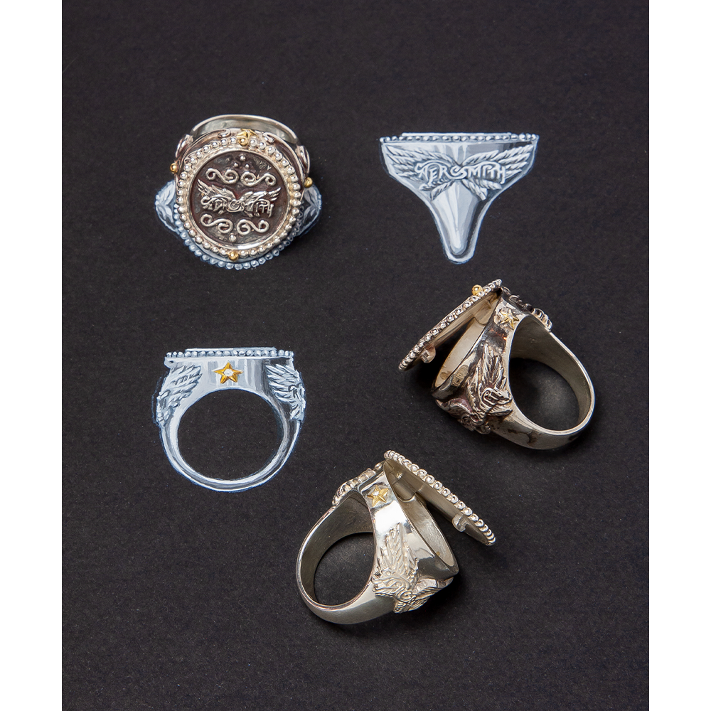 Aerosmith Get Your Wings anello argento ali