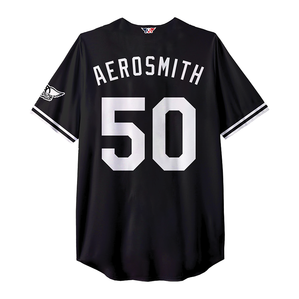 Aerosmith 50 Years maglia baseball nera ricamata