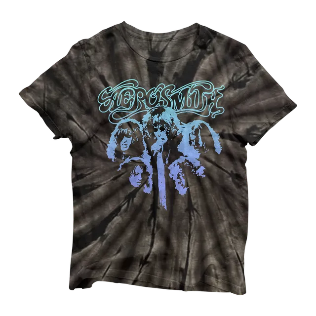 Aerosmith Black Tye Dye Photo maglietta nera tie dye