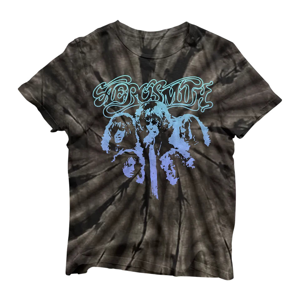Aerosmith Black Tye Dye Photo maglietta nera tie dye