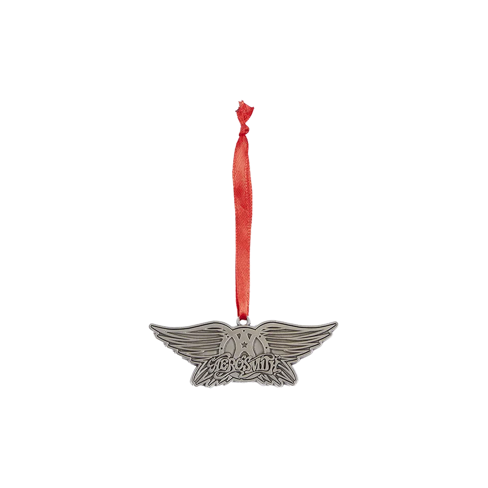 Aerosmith Wings decorazione natalizia argento nastro rosso