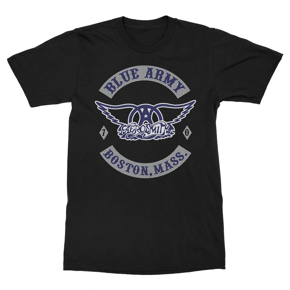 Aerosmith Blue Army t-shirt nera unisex logo classico