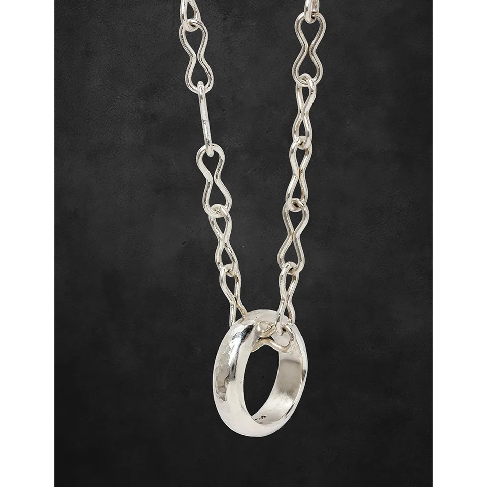Aerosmith Ring Necklace collana argento 30 pollici