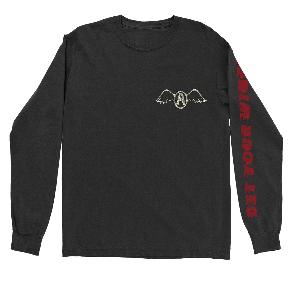 Aerosmith Wings maglia manica lunga nera cotone