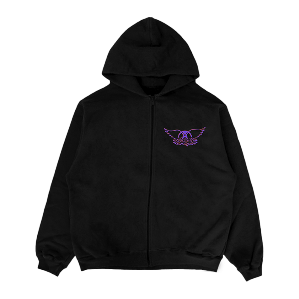 Aerosmith Pump Tour 1990 felpa zip nera cotone