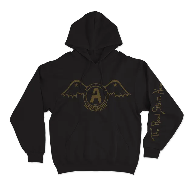 Aerosmith The Road Starts Hear felpa nera cappuccio