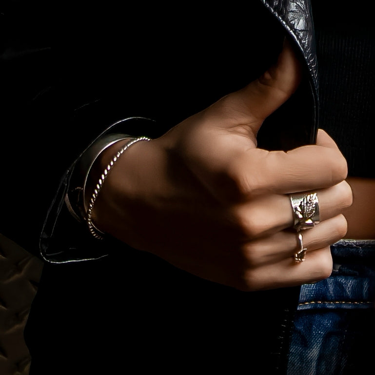 Aerosmith Rock Band anello argento fascia larga su misura