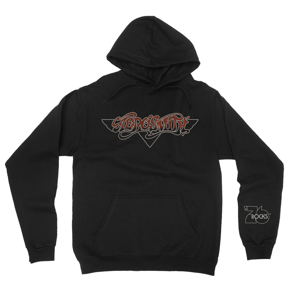 Aerosmith Rocks 76 felpa hoodie nera con cappuccio