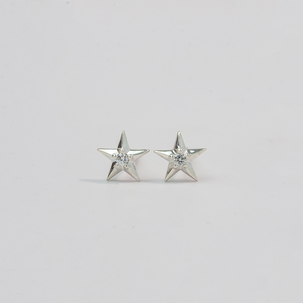 Aerosmith RockSTARS orecchini stella diamante 5mm argento