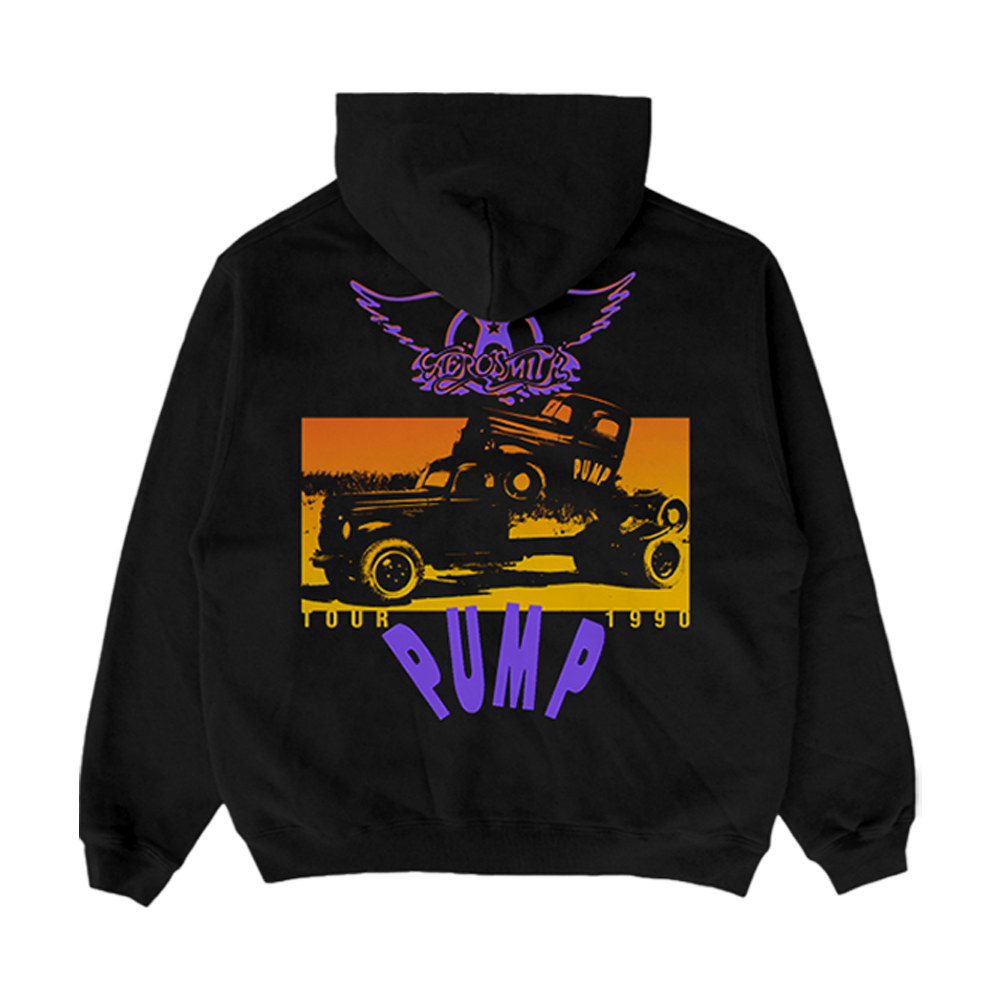 Aerosmith Pump Tour 1990 felpa zip nera cotone