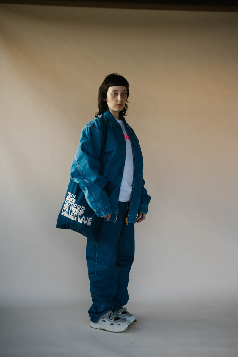 Soul Express Records Collective tote bag jeans blu navy