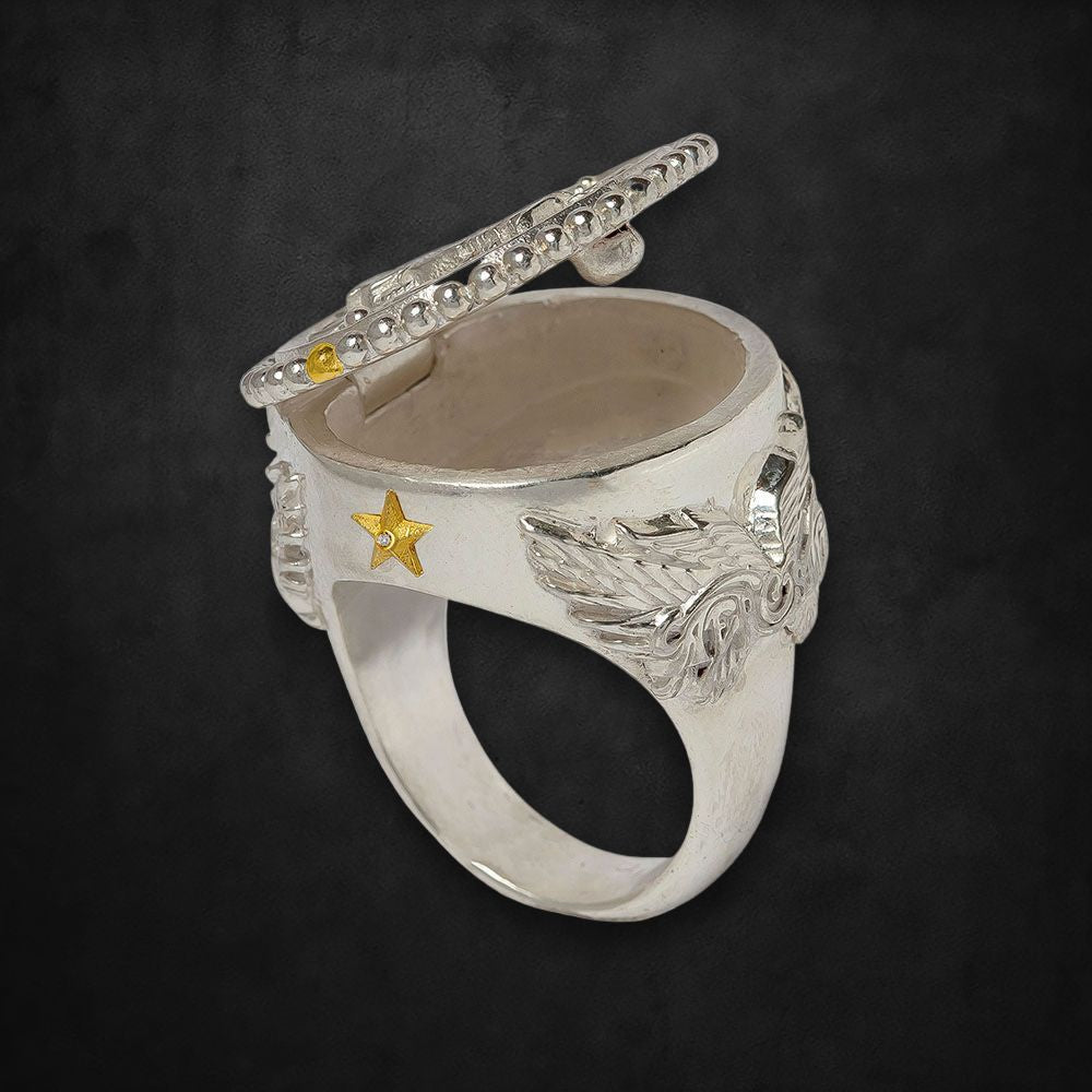 Aerosmith Get Your Wings anello argento ali