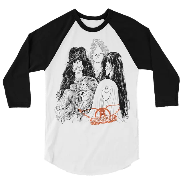 Aerosmith Draw The Line maglia raglan bianco nero