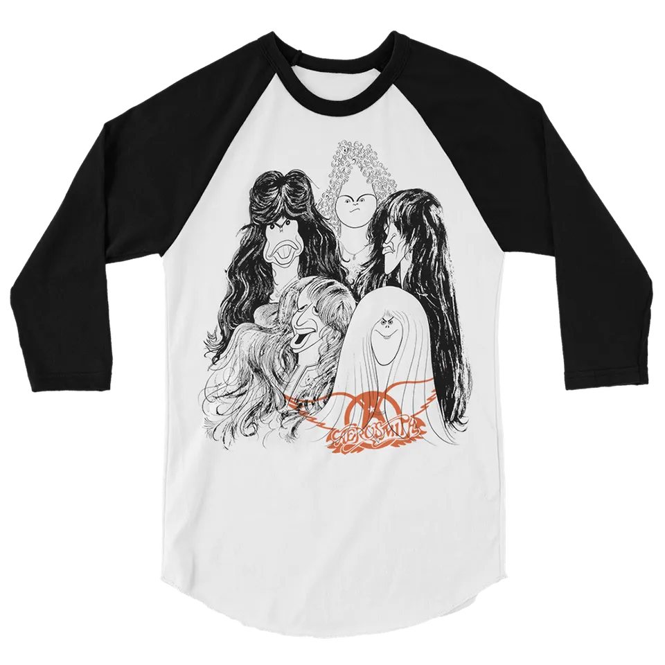 Aerosmith Draw The Line maglia raglan bianco nero
