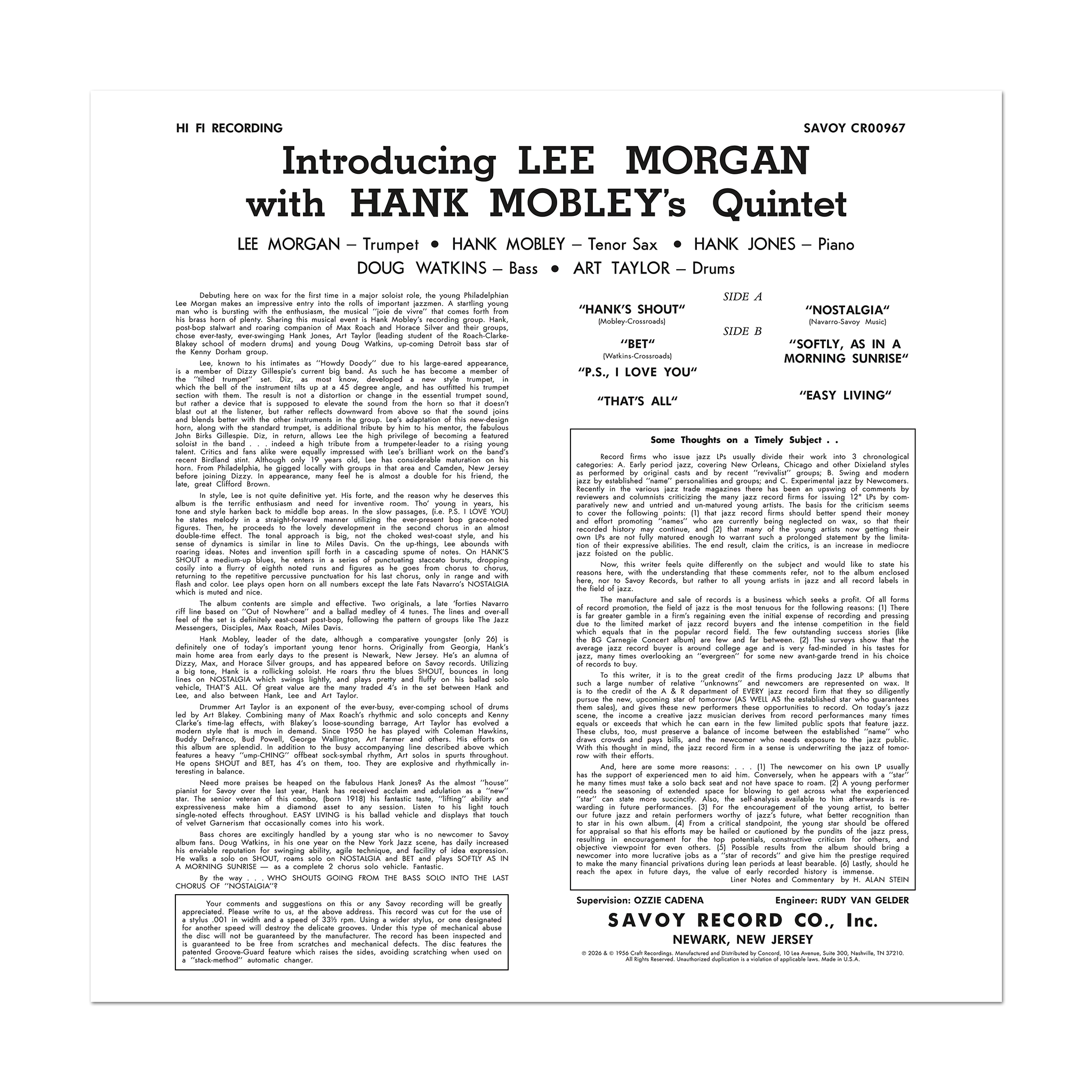 Original Jazz Classics Introducing Lee Morgan vinile 180g