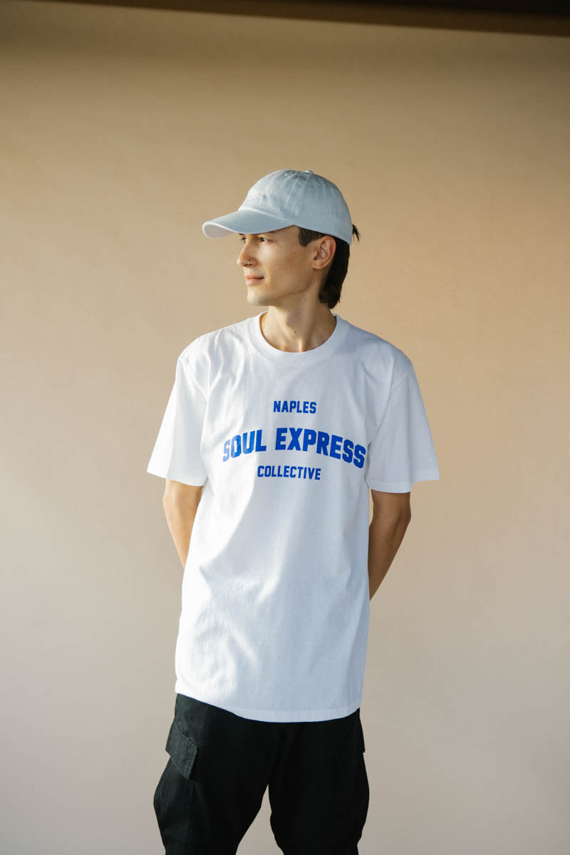 Soul Express Records College t-shirt blu navy cotone