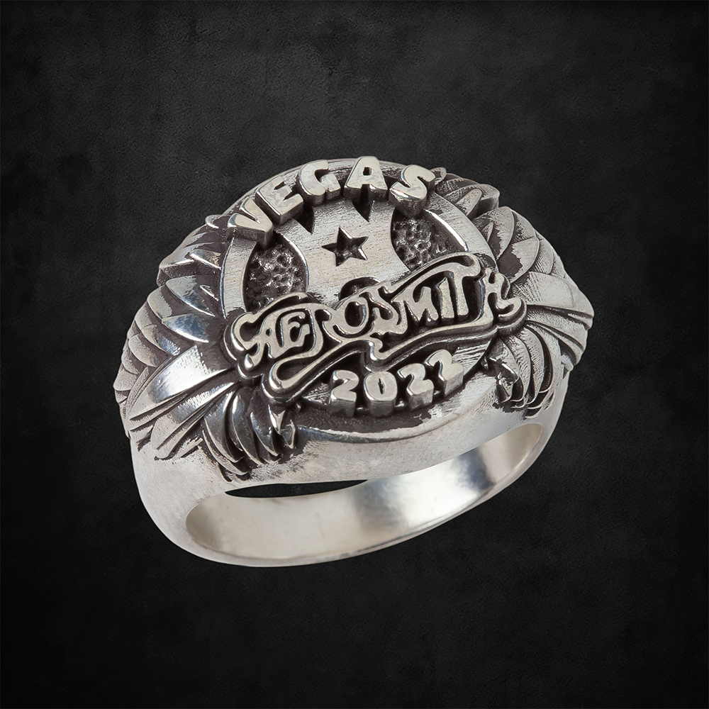 Aerosmith 50th Anniversary anello sigillo argento Vegas
