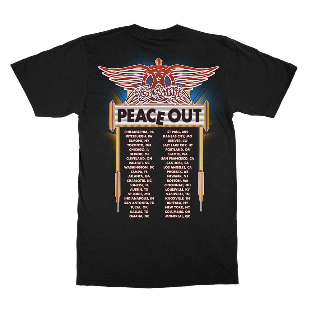 Aerosmith Peace Out Tour T-Shirt Nera Date Tour