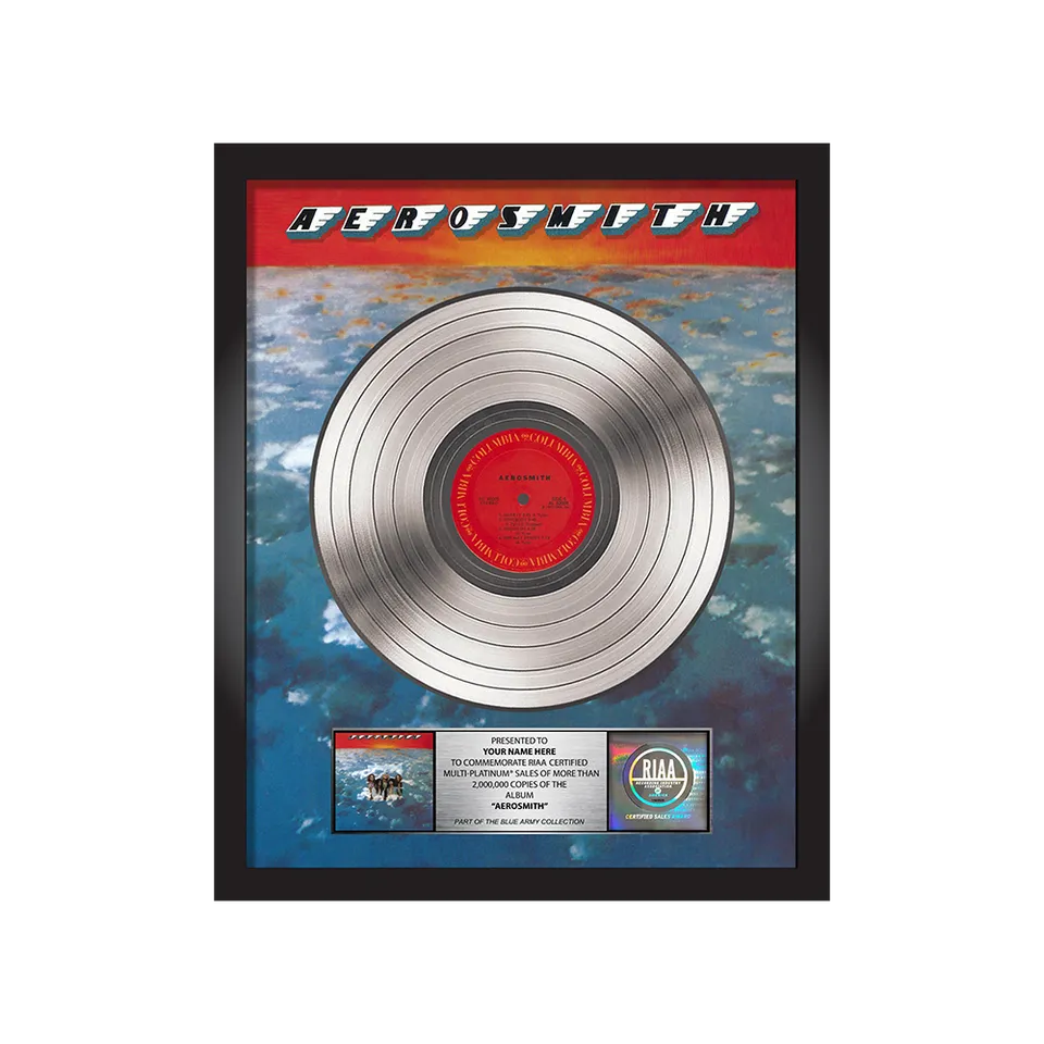Aerosmith Platinum Album Award targa disco platino cornice nera