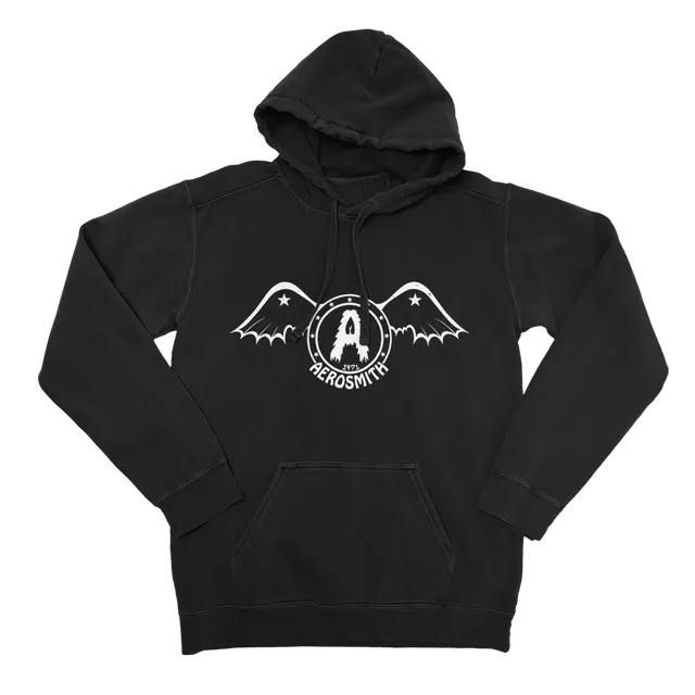 Aerosmith '71 Felpa con Cappuccio Nera Logo Originale