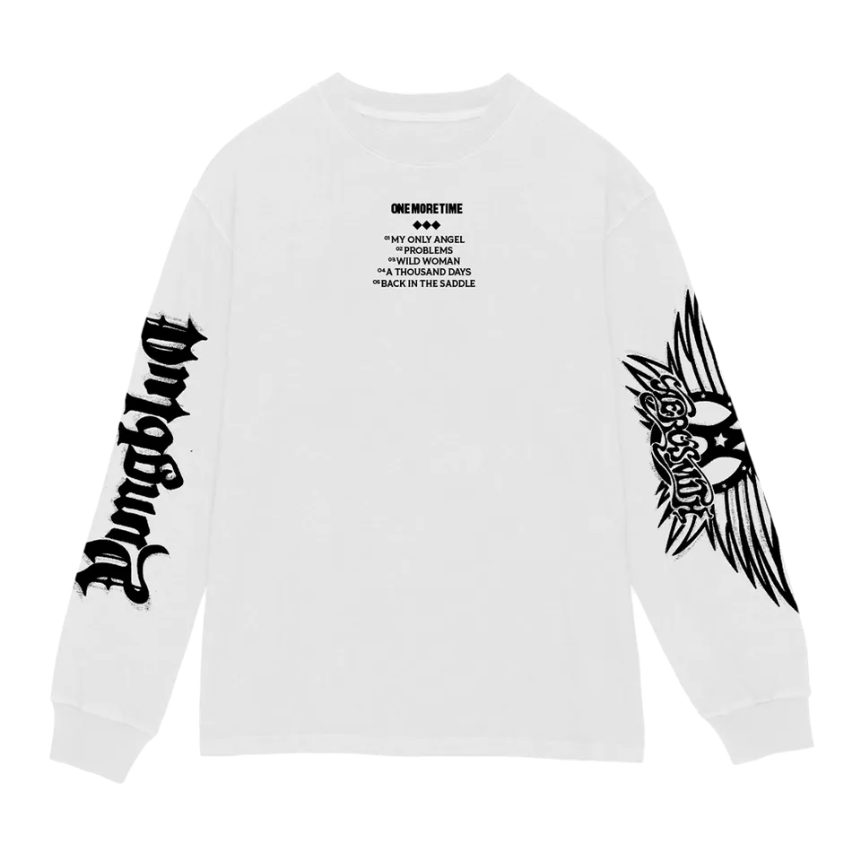 Aerosmith Yungblud One More Time maglia manica lunga bianca