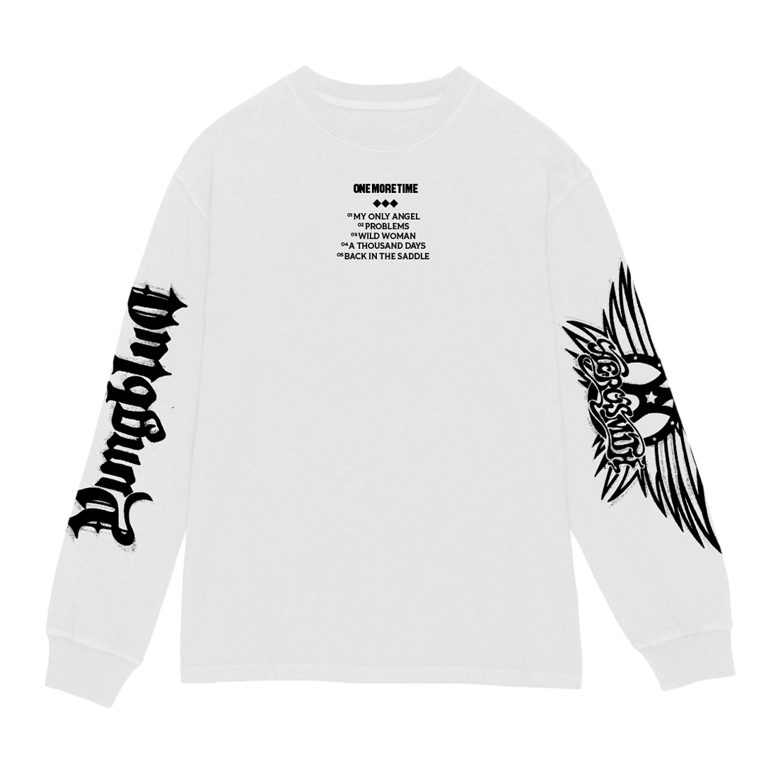 Aerosmith Yungblud One More Time maglia manica lunga bianca