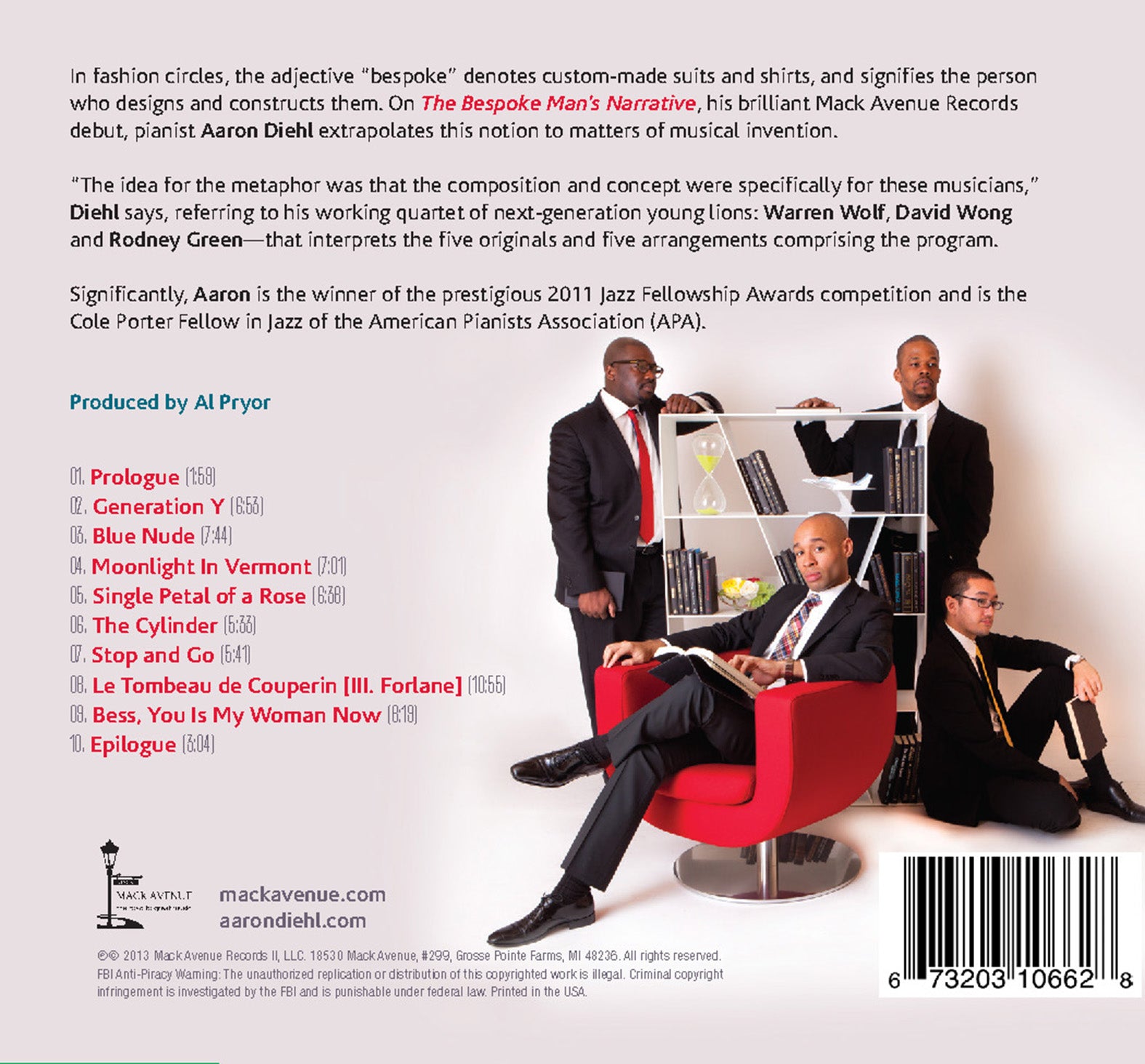 Mack Avenue Aaron Diehl The Bespoke Man's Narrative CD piano jazz
