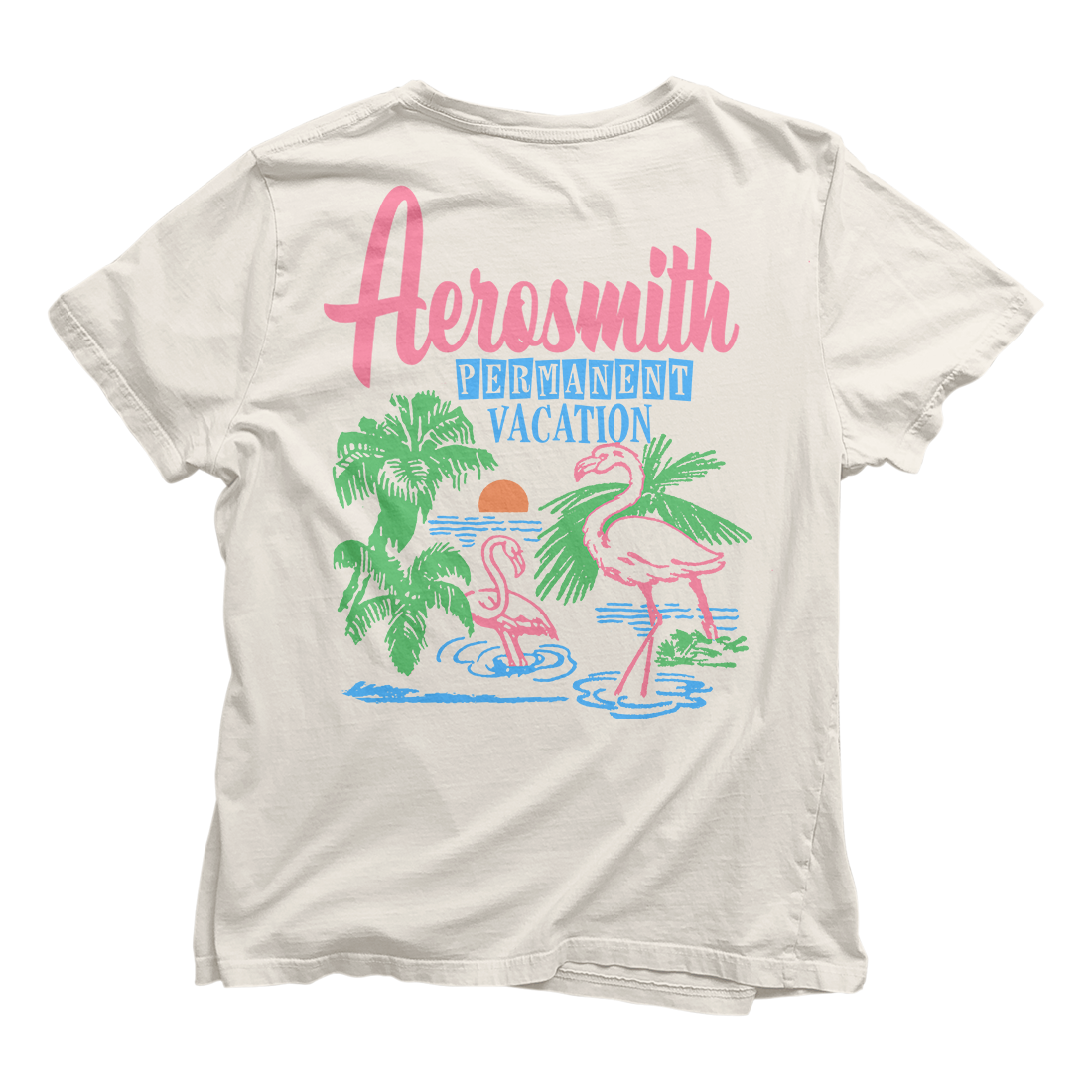 Aerosmith Permanent Vacay maglietta bianca fenicottero