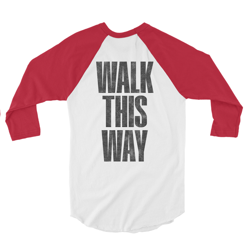 Aerosmith Walk This Way maglia raglan bianca rossa