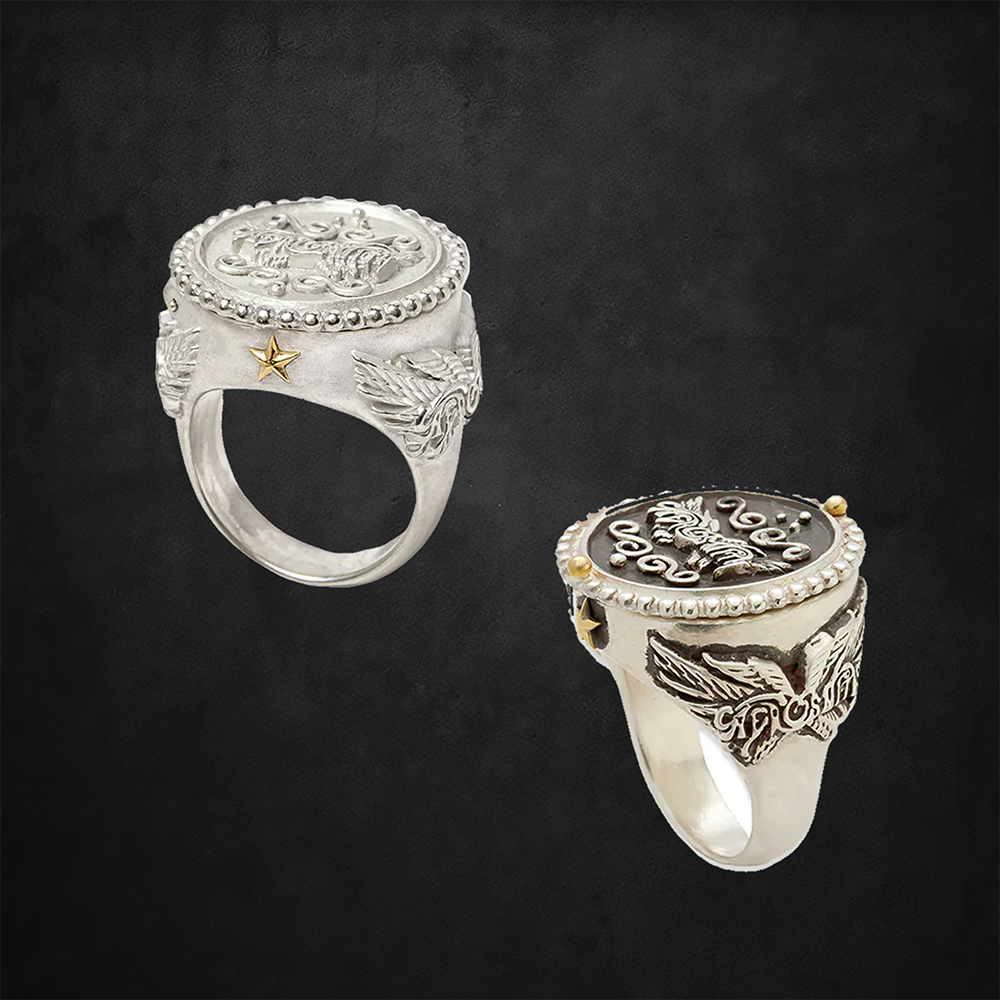 Aerosmith Get Your Wings anello argento ali