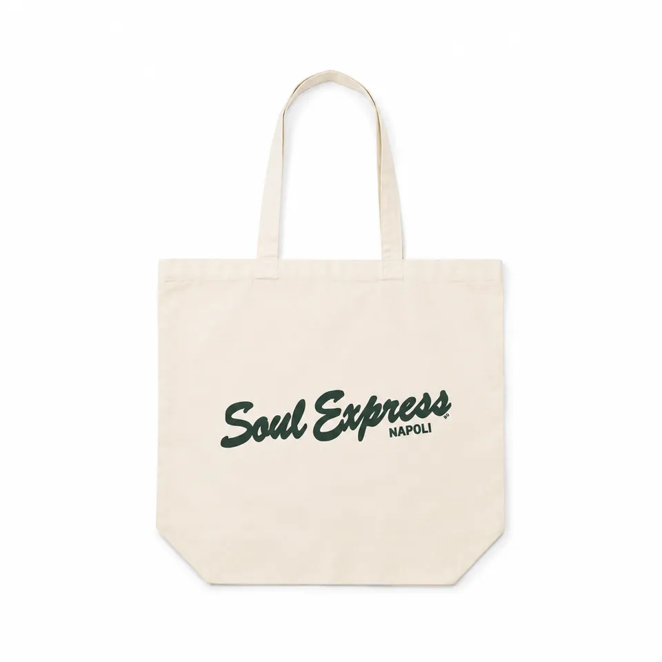 Soul Express Records Logo Shopper Beige Cotone