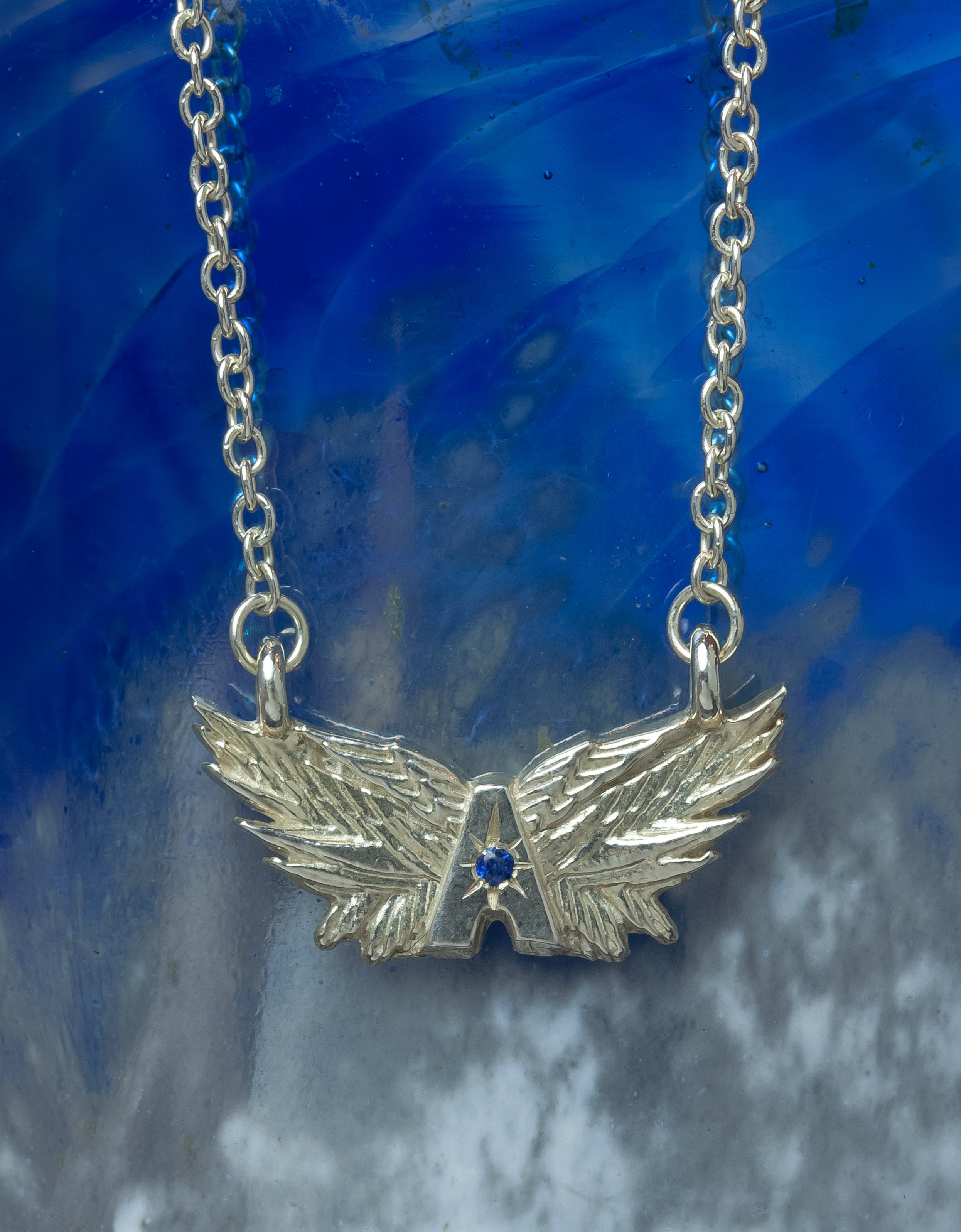 Aerosmith Deuces Wings 2020 collana argento zaffiro