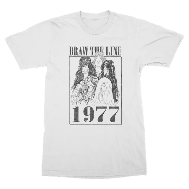 Aerosmith Draw The Line 1977 t-shirt bianca unisex